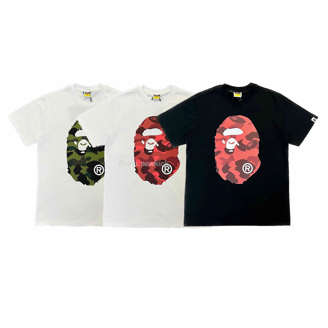 Bape Color Camo Big Ape Head Tee White Black White Green (1) - www.newkick.vip